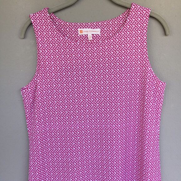 Jude Connally Dress Women's M Beth Pink Geo Print Sleeveless Jude Cloth - Picture 4 of 16